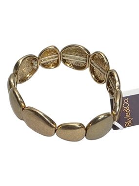 Style and Co Gold Tone Oval Bead Stretch Bracelet NWT Macy's Exclusive Slip On